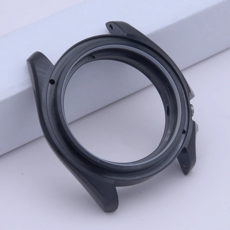 41mm Black Silver Waterproof Men's Watch Case with Crown at 3.8