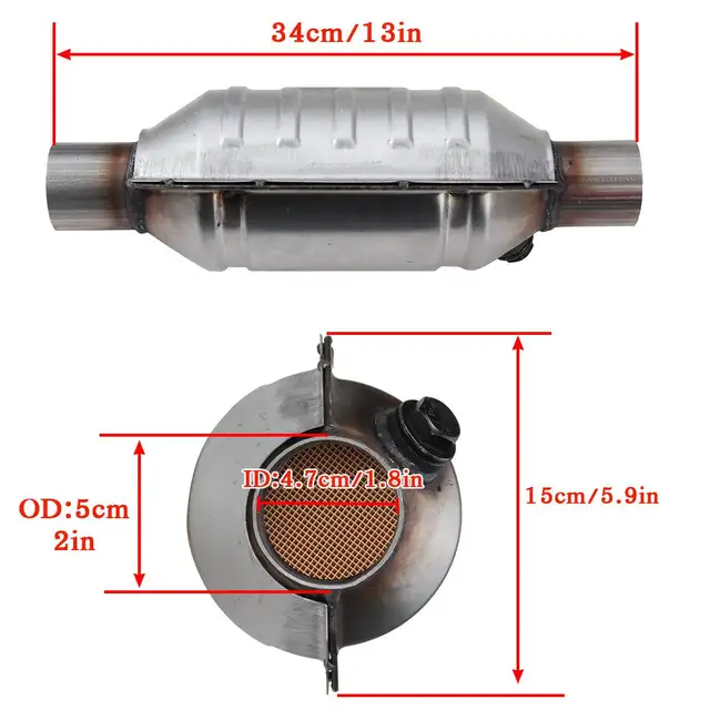 Universal 2" 51mm Catalytic Converter w/Guard Shield Stainless Steel