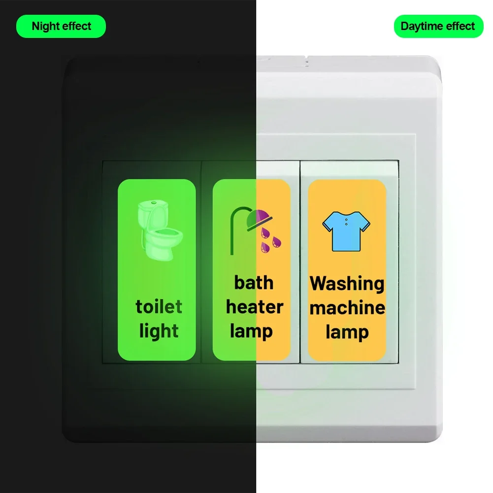 8pcs Luminous Sign Wall Switch Sticker PVC Glow in The Dark Light Switch Labels Stickers for House Decals Lamps Button Lable