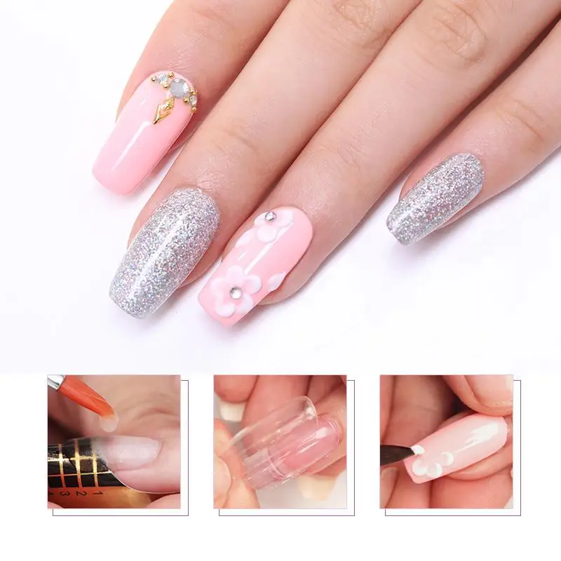 Acrylic Nail Powder 30/10ml Acrylic Nail Powder Clear Pink White Professional Carving Crystal Polymer for Nail Tips Extenstion Nails Set
