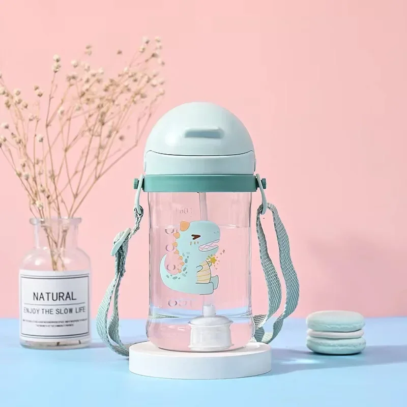 350ml baby bottles drinking cup feeding bottle with straw gravity ball wide-caliber kids drinking milk water dual-use water bottle