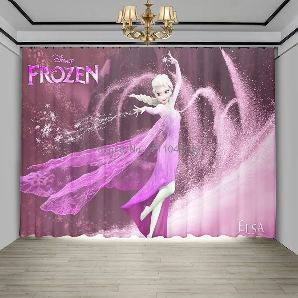 핑크 겨울왕국 안나 엘사 공주 암막 커튼, 침실 거실 홈 데코, 어린이 십대 소녀 생일 선물