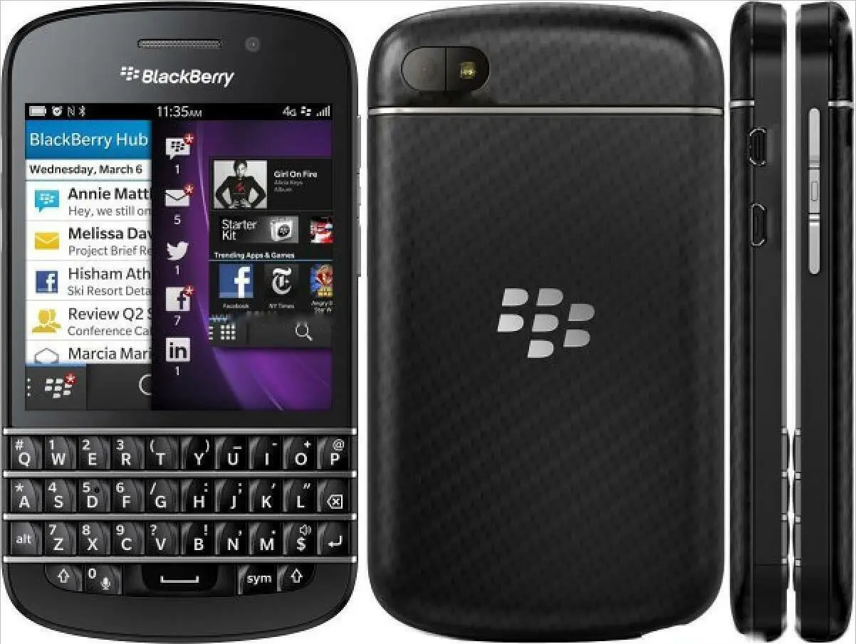 Original Unlocked BlackBerry Q10 (-1-3-5) Cell Phone 2GB RAM 16GB