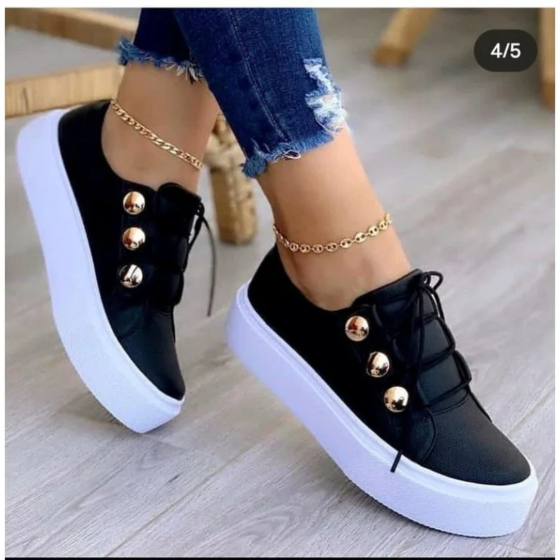 White Women Shoes Fashion New Round Toe Platform Shoes Size 35-43 Casual Shoes Women Lace Up Flats Women Loafers Zapatos Mujer