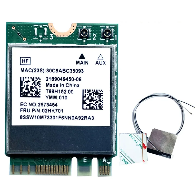 Cartão sem Fio Banda Dupla Rtl8822ce 802.11ac 867mbps Ngff M.2 Wifi Bluetooth 5.0 Placa de Rede para Lenovo Fru 02hk701 Novo - Imagem 3