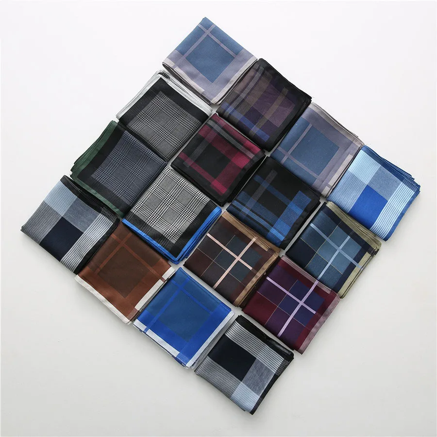 

12pcs Fashion Men's Plaid Jacquard Dark Handkerchief Mountain Road Cycling Camping Wiping Sweat Cleaning Portable Pocket Towel