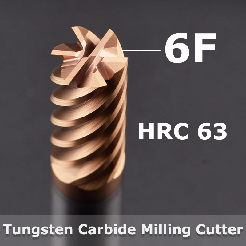6 Flöten HRC63 Hartmetall-Schaftfräser Wolframfräser Werkzeuge 6 Zähne CNC Metall Stahl Bearbeitung Router 6 mm 8 mm 10 mm 12 mm 14 mm 16 mm 20 mm
