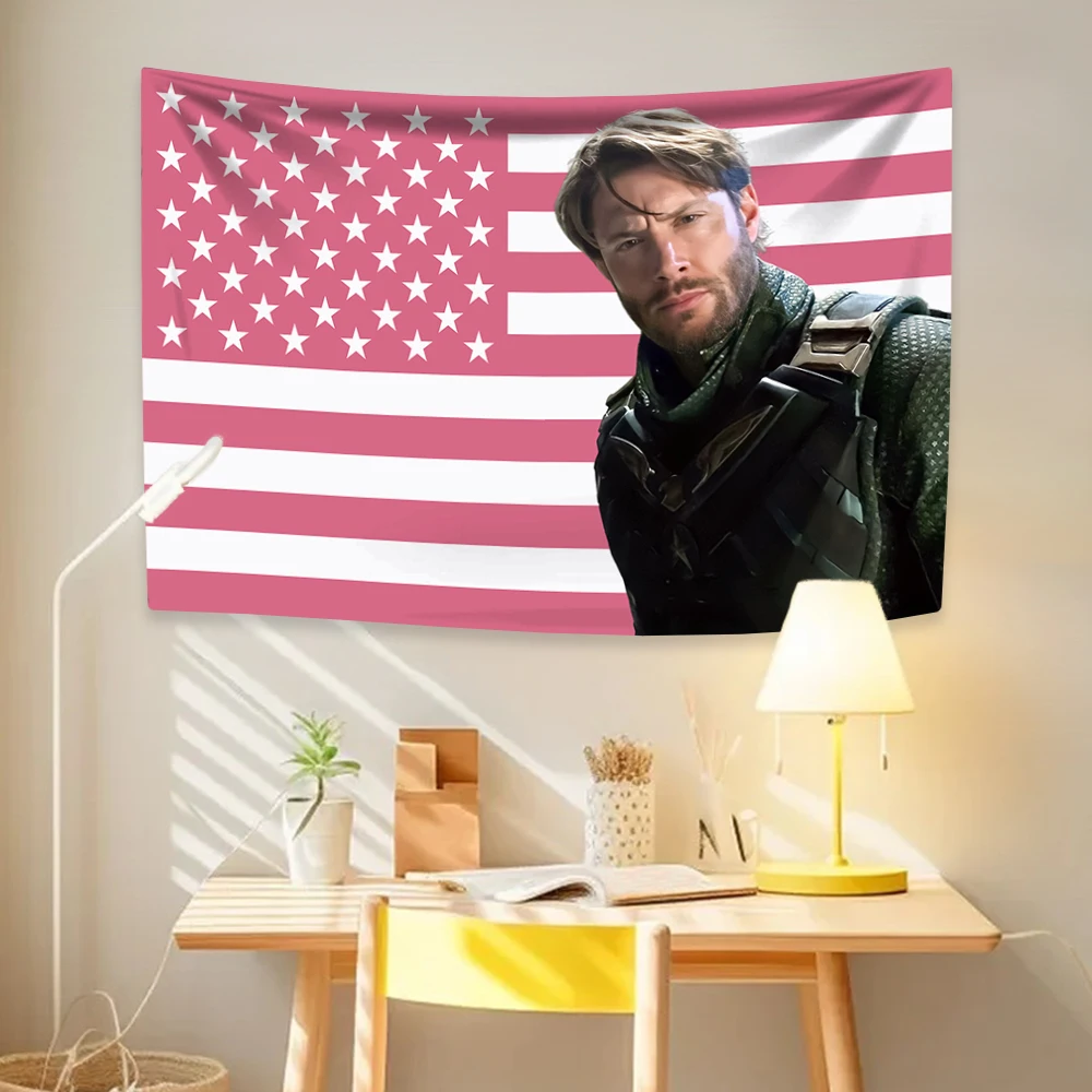 Jensen Tapestry Ackles American Flag Famous Actor Home Decor Wall Hanging Covering Bedroom Dorm Backdrop Outdoor Decor Fans Gift tapestry decorations