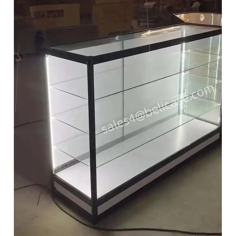 Custom. us 스모크 샵 제품용 LED 조명 유리 디스플레이 쇼케이스, 전체 소매 매장 디스플레이 케이스, 핫 셀러