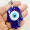Evil Eye Hamsa Glass Keychain Car Keyring Blue Turkish Evil Eye Heart Key Chain for Jewelry Pendant Bag Accessories Decor Gift 5