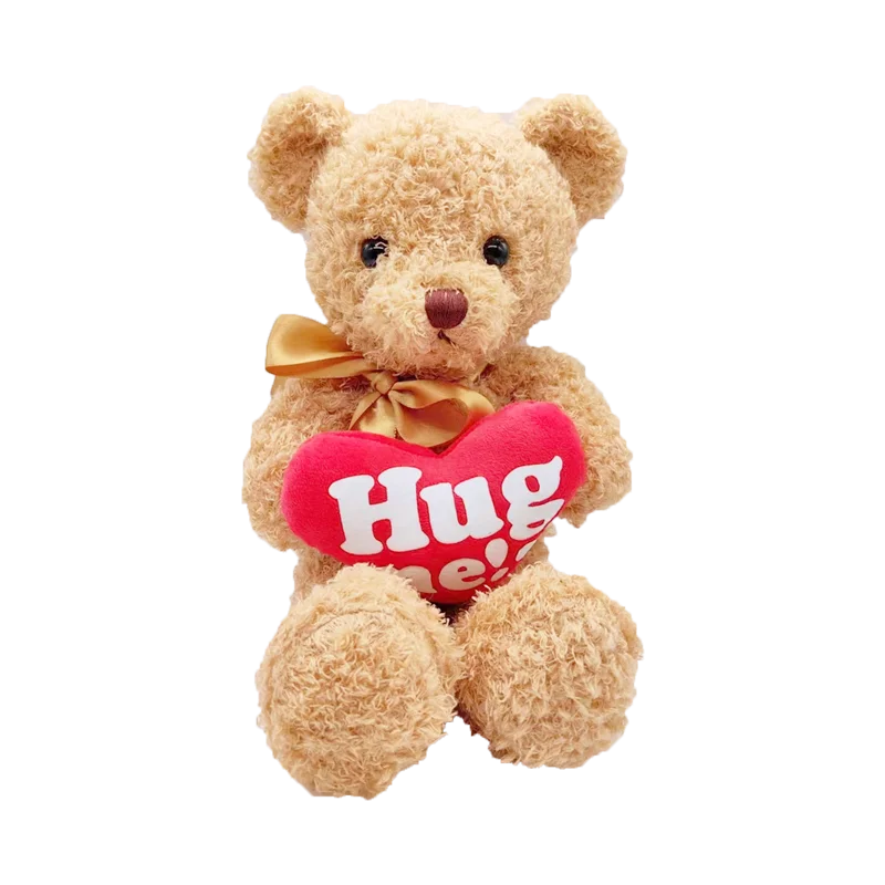 Lovely Cute Light Brwon Stuffed Teddy Bear Soft Bears With Red Heart