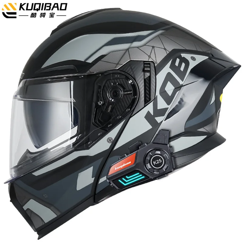thumbnail image 1 of Casco integral con Bluetooth para motocicleta, doble lente, abatible hacia arriba, intercomunicador, aprobado por DOT, para carreras de motos y motocross, 1 of 5