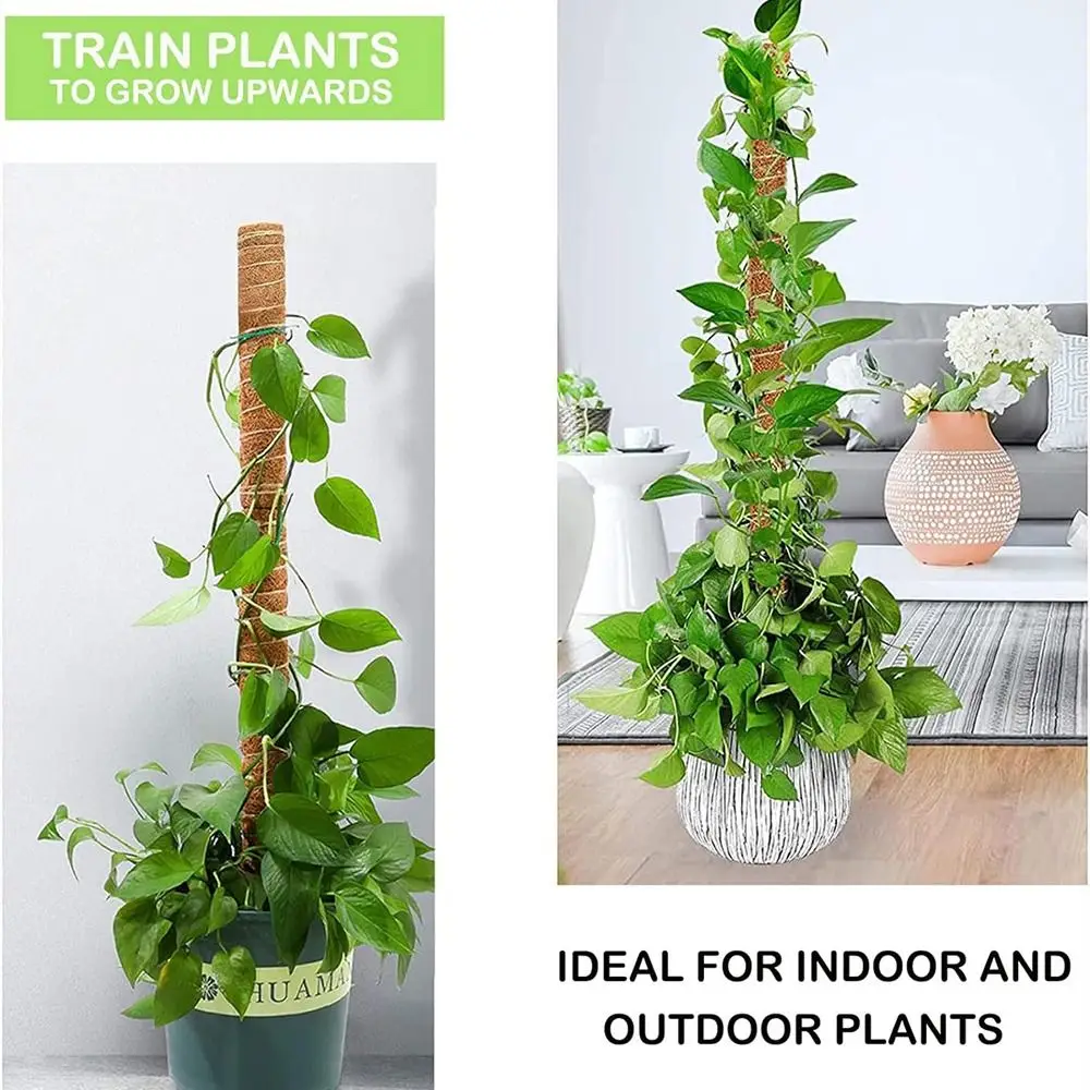 Plant Climbing Support 1Pcs Coconut Shell Moss Palm Cane Coir Totem Poles Gardening Coconut Rod Stretch Plant Climbing Frame Bendable 60/110cm