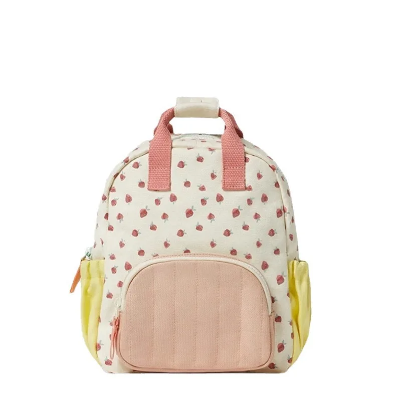 Kids Strawberry Printed Backpack Bag For Girls Children Daily Casual Cute School Bags Toddler New Style Trendy Minie Backpacks