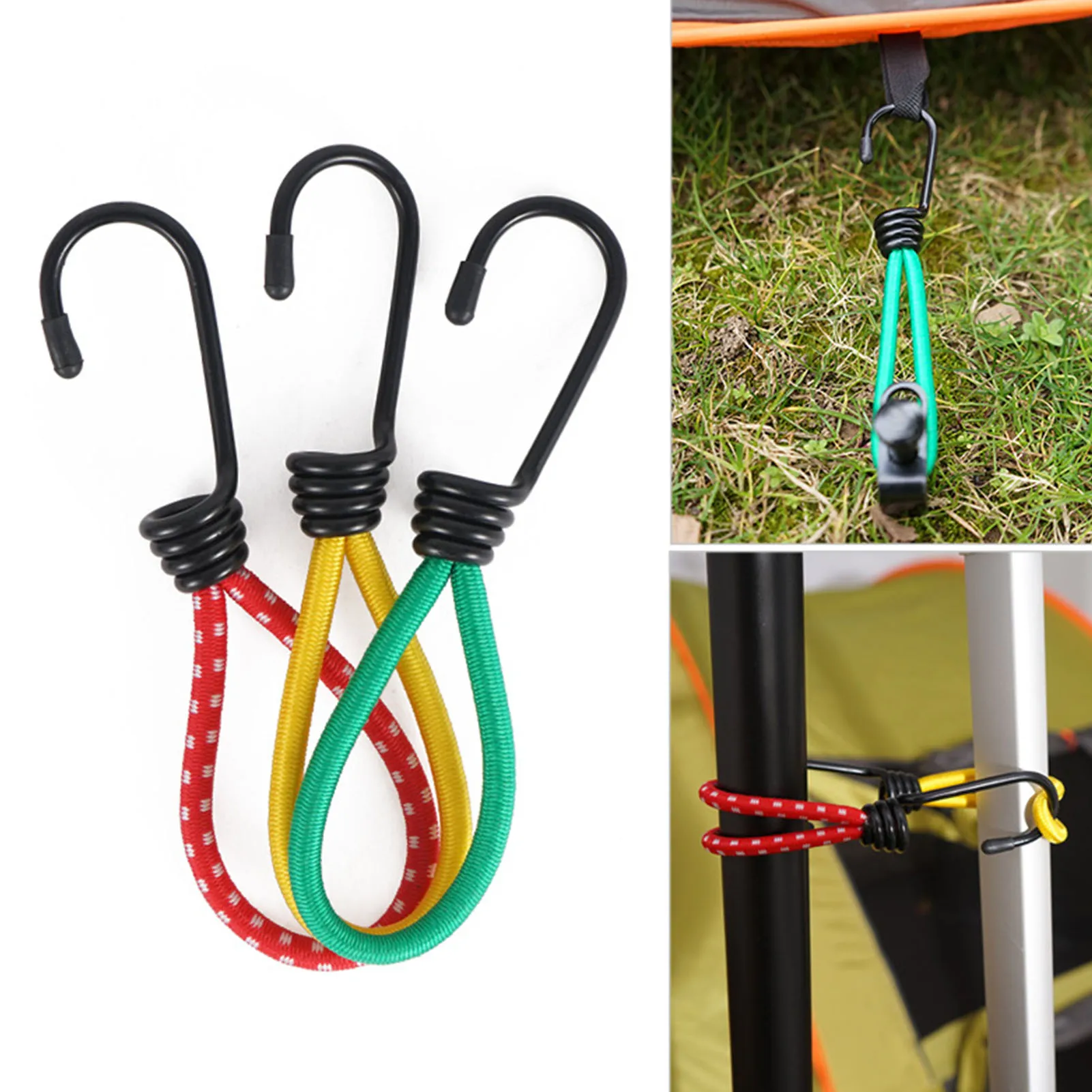 3pcs/set Tent Elastic Rope Cord with Hook Camping Tent Fixation Elastic  Stretch Rope Outdoor Accessories - AliExpress