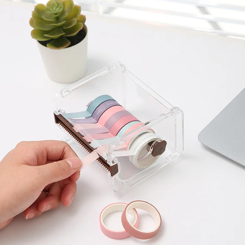 Mini paper washi tape dispenser holder Two sawtooth tapes cutter