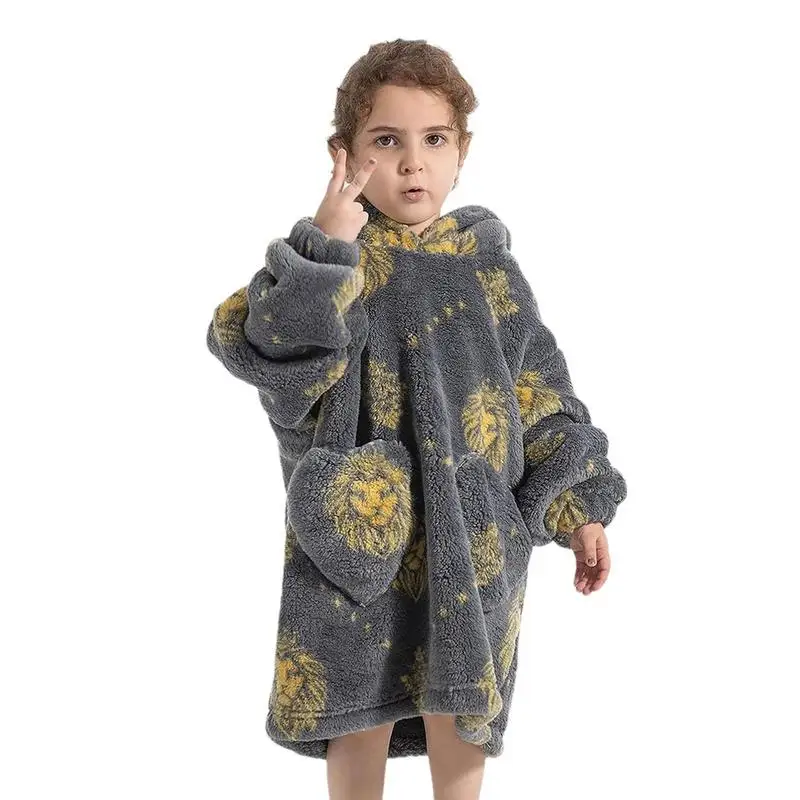 

Kids Blanket With Hood Wearable Oversized Fluffy Blanket Hoodie For Kids With Pocket Comfy Children Hooded Blanket To Keep Warm