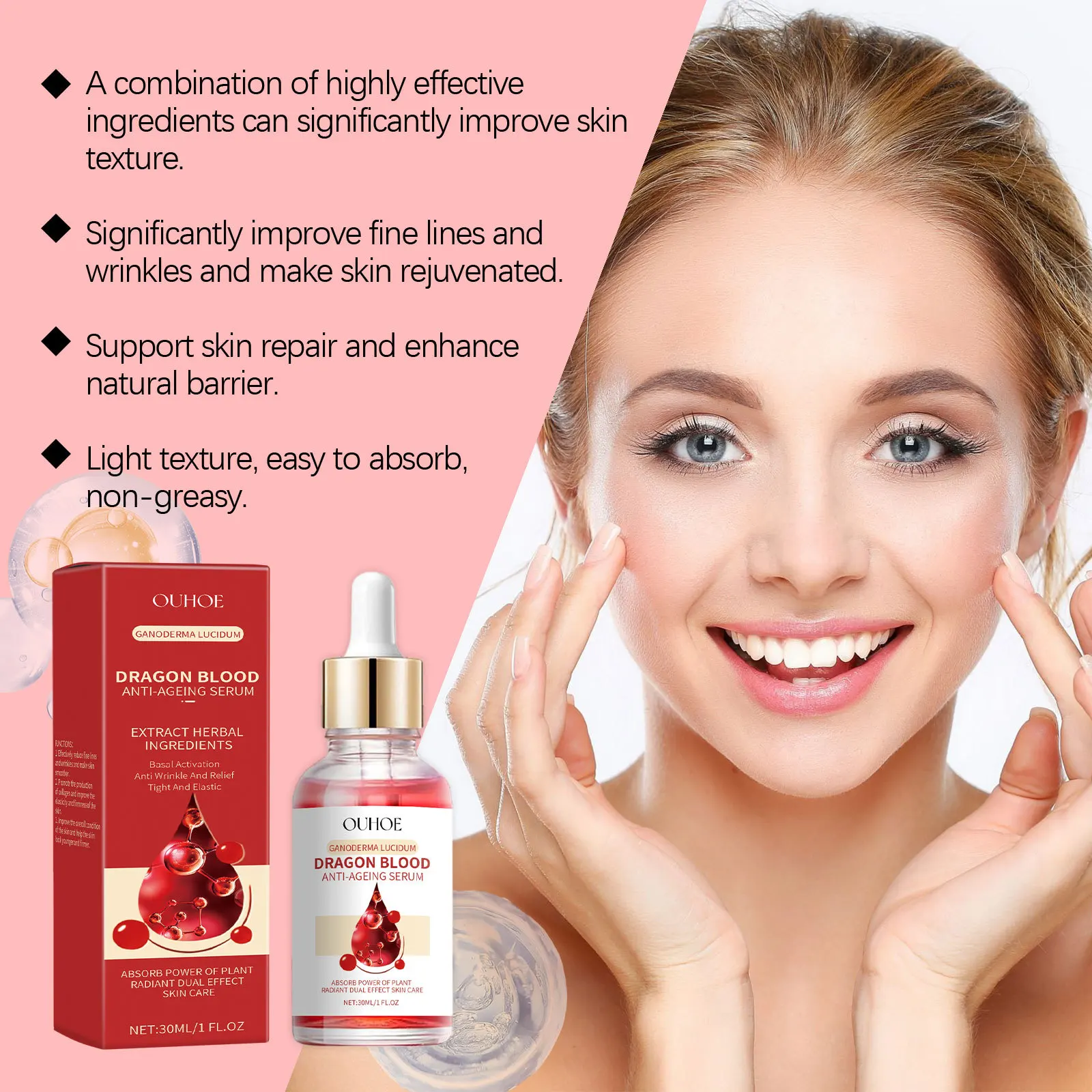 Dragon Blood Serum Anti Aging Wrinkles Reducing Fine Lines Removal Tightening Brightening Rejuvenating Collagen Facial Essence 5