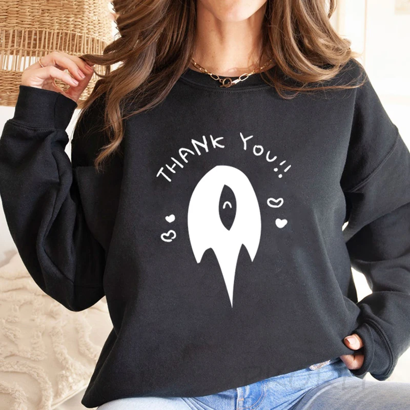 

Omori Thank You Hearts Hoodie Game Women Omori Cat Female Sweatshirt Kawaii Pullover Crewneck Sweatshirts 90 Streetwear Coats