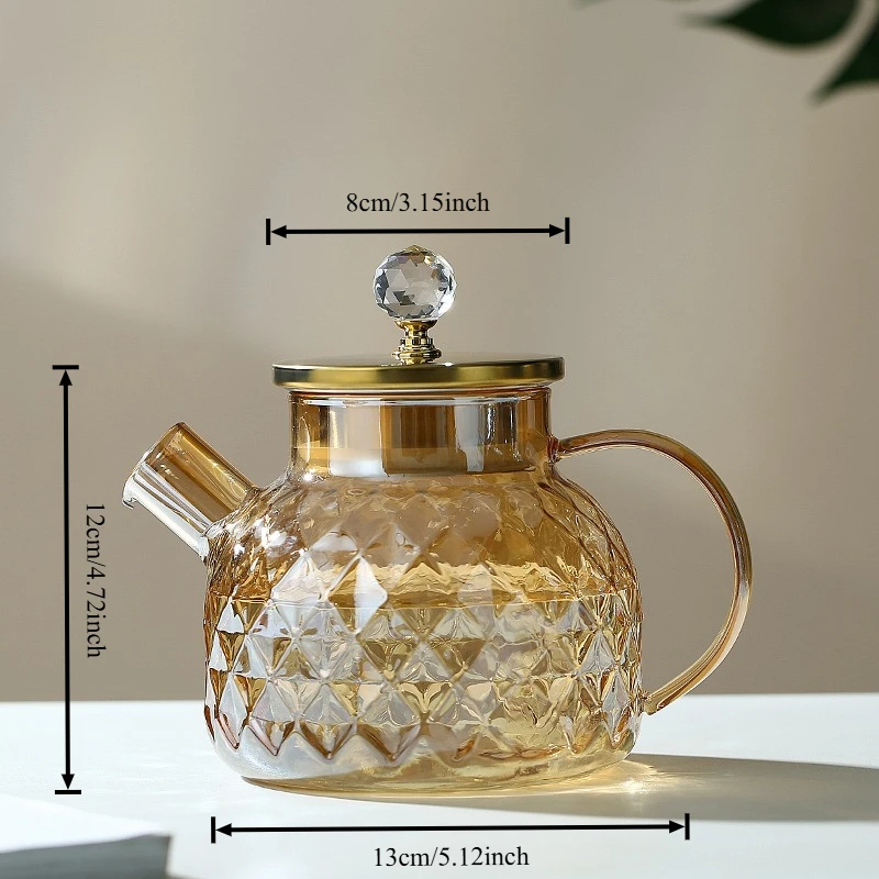Description Picture 2 of itemAmber High BorosilicateGlass Water Pitcher Transparent Large Capacity Heat-Resistant Jug with Stainless steel Lid Kitchen Tool