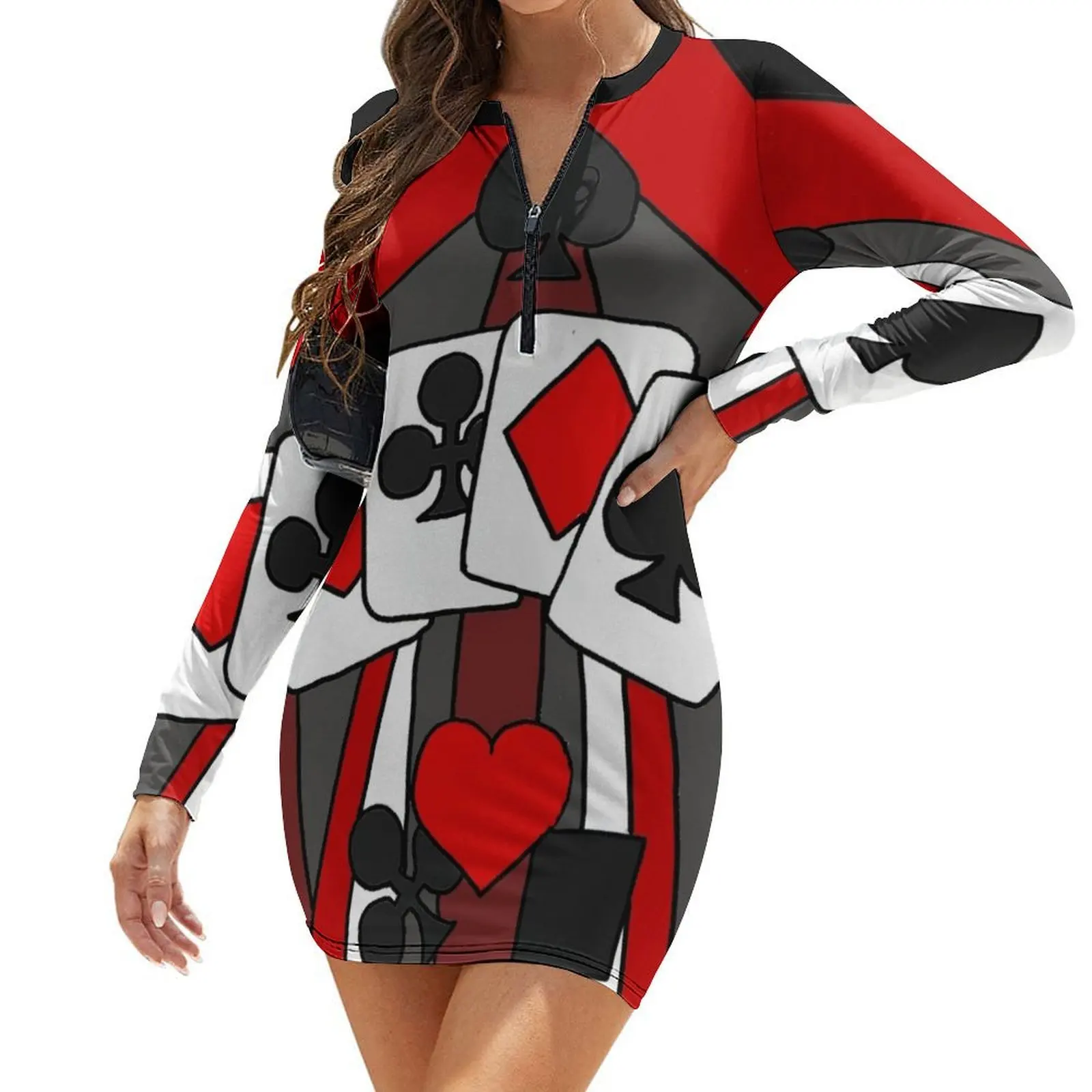 

Artistic Fun Playing Cards Abstract Art Long-Sleeve Bodycon Dress summer dresses women 2024 Women's summer dress