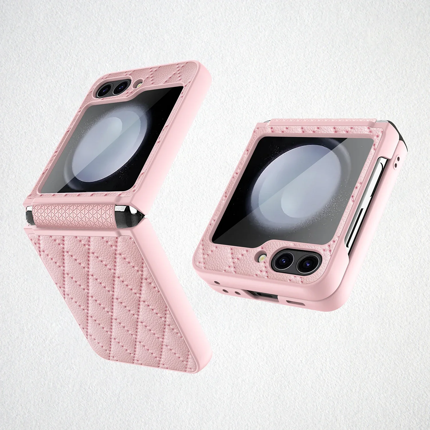 Rhombus Leather Shockproof Hard Shell Phone Case