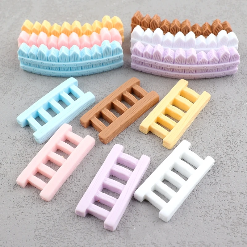 

20pcs Resin Cabochons for DIY Crafts Accessories Cute Colorful Fence Ladder Resin Slime Charms for Girls Headwear Decoration
