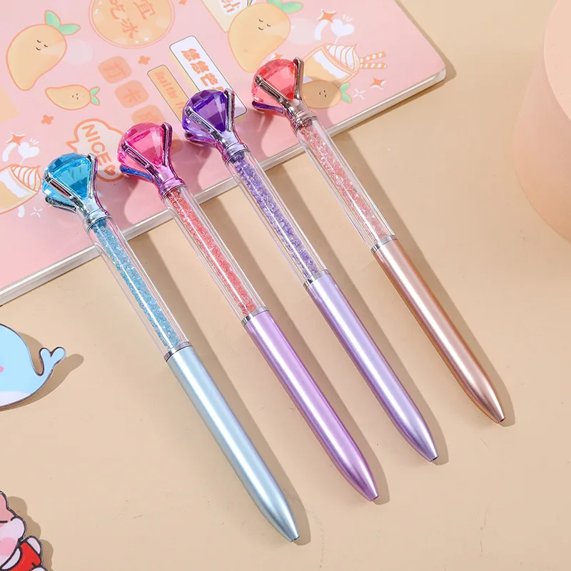 

4Pcs Creative Crystal Diamond Ballpoint Pen Black Ink Advertising Gift Pen School Office Stationery Articulos Papeleria Oficina