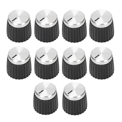 Premium Black Volume Control Knobs (Set of 10) for Amplifiers and Electric Guitars (Silver color)