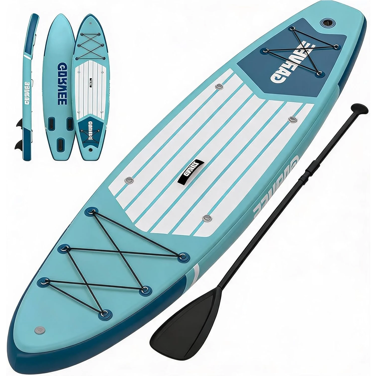 Inflatable Stand Up Paddle Board for Adults, 10.6ft x 33in Extra Wide SUP Board with Backpack, Hand Pump, 3 Fins, Kayak Seat, Action Camera Mount, Non-Slip EVA Deck, 400 lbs Capacity