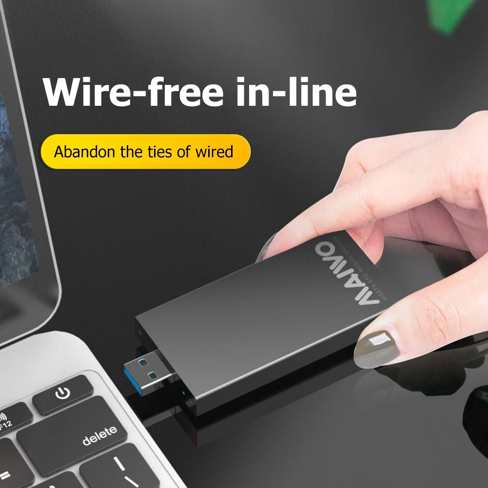 MAIWO 휴대용 모바일 솔리드 스테이트 드라이브 박스, USB 3.0-MSATA SSD 외장 케이스, 알루미늄 합금, 지지대 2T 메모리