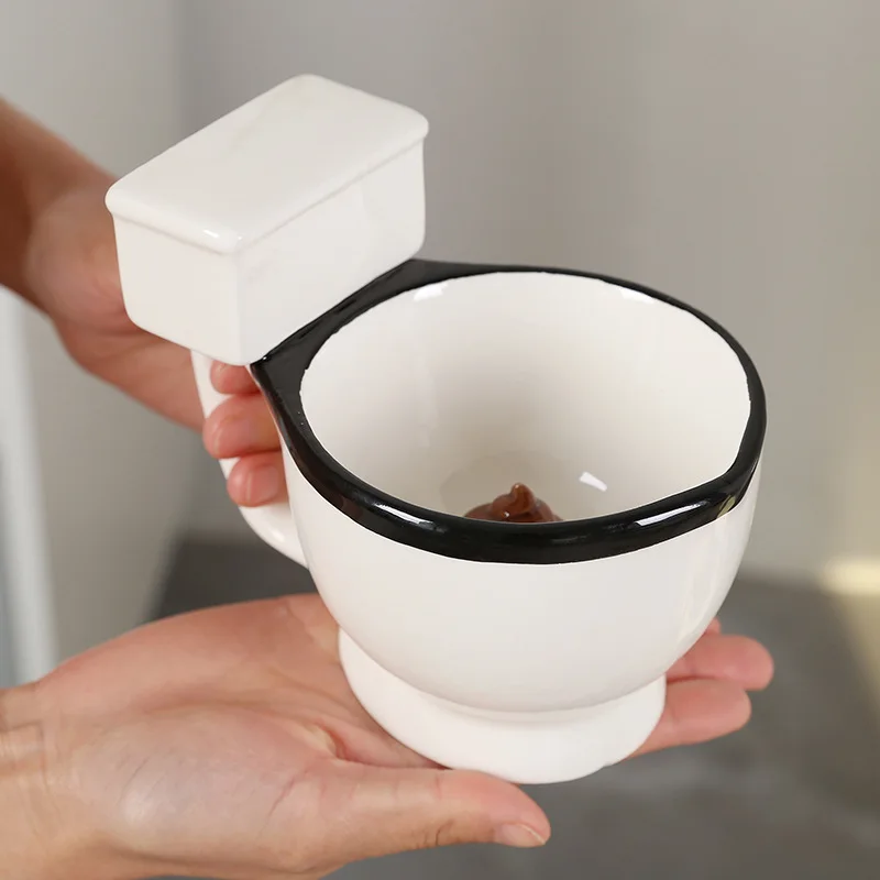 1PC Creative Personality Toilet Cup Novelty Toilet Ceramic Mug With Handle 300ml Coffee Tea Milk Ice