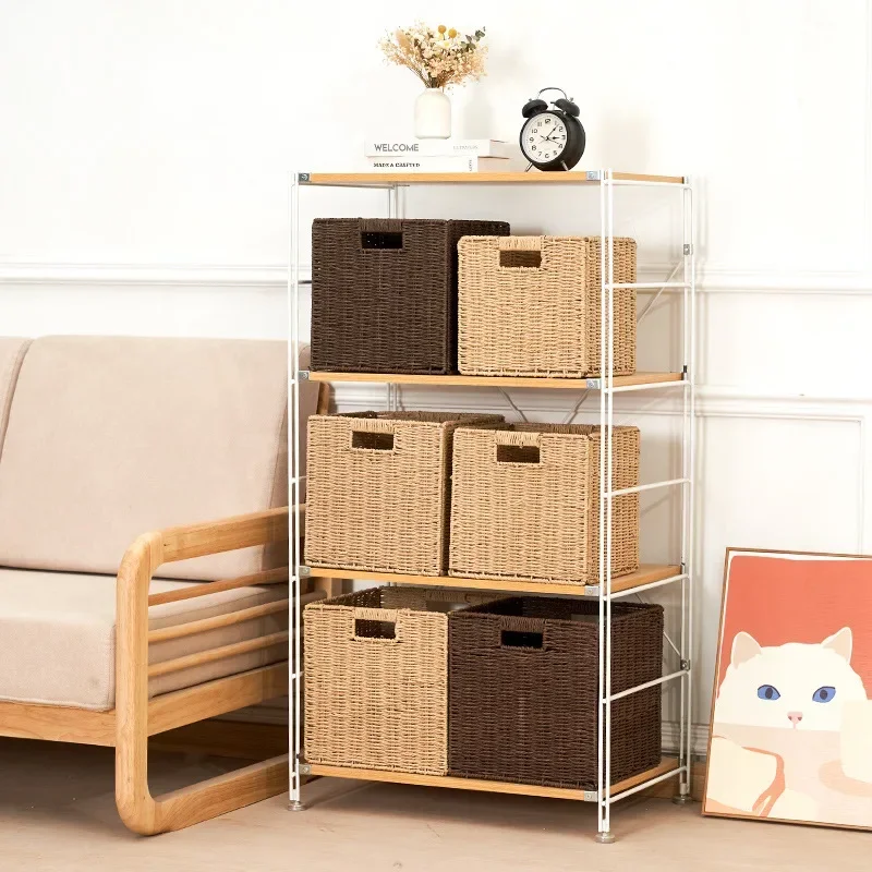 

Folding Imitation Rattan Storage Basket Household Clothes Sundry Toys Storage Box Laundry Basket Rattan Class Storage