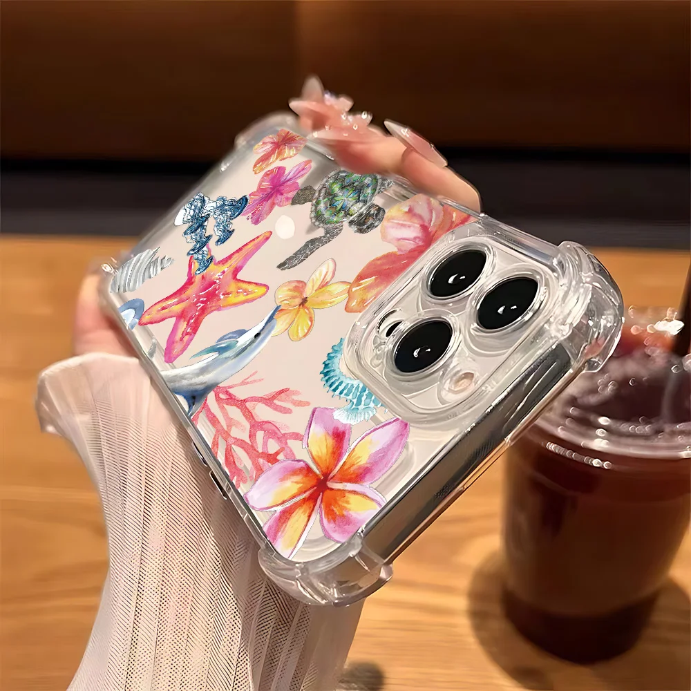 Ocean Life Theme Anti-Fall Clear Phone Case