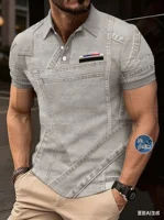 Nouveau en grande taille hommes sans DENIM 3D Golf Polo Simple affaires à manches courtes revers Polo quotidien fête vêtements pour hommes 4