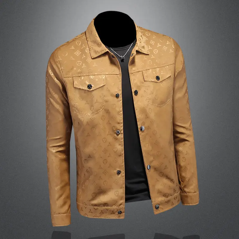 سترة خريفية رجالية مطبوعة على شكل زهرة طية صدر السترة بقصة ضيقة ورقيقة كاجوال عصرية عالية الجودة مقاس كبير