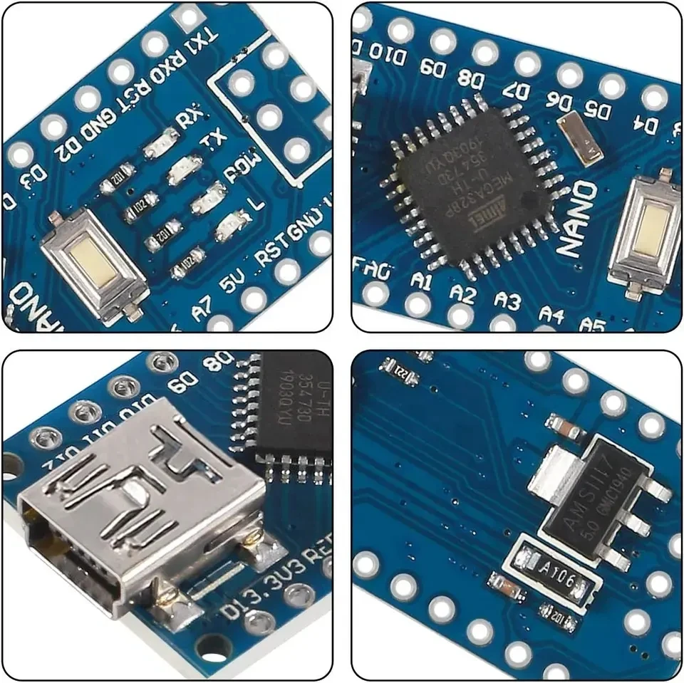 Placa Nano V3.0 ATmega328P-AU – Controlador Tipo C – CH340 5V 16MHz Compatible Con Arduino