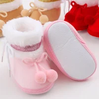 Baby Boys And Girls Bow Tie Hairball Decoration Cotton Shoes Cute Cartoon Soft Soled Toddler Shoes Children'S Snow Boots 5