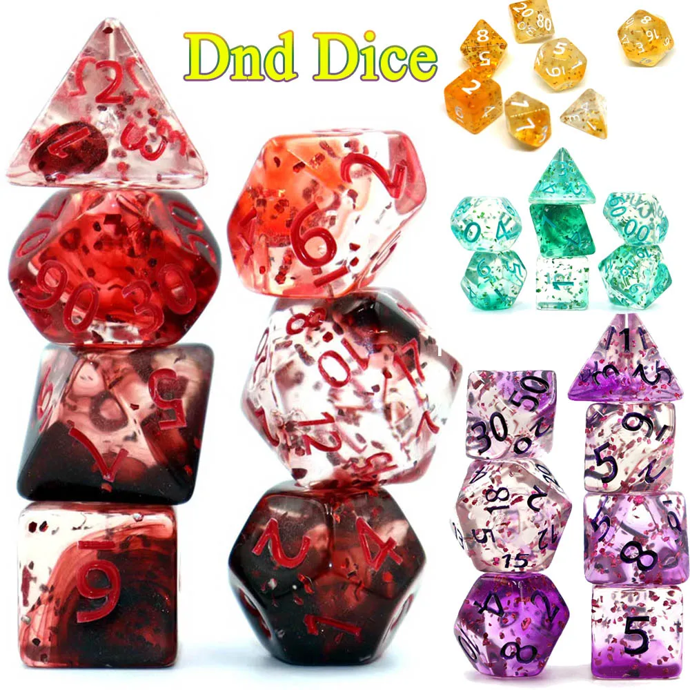 

42/21/7Pcs/Set DND Dice Set D4 D6 D8 D10 D12 D20 Polyhedral Cube for Board Table Game Math Tabletop RPG Accessories