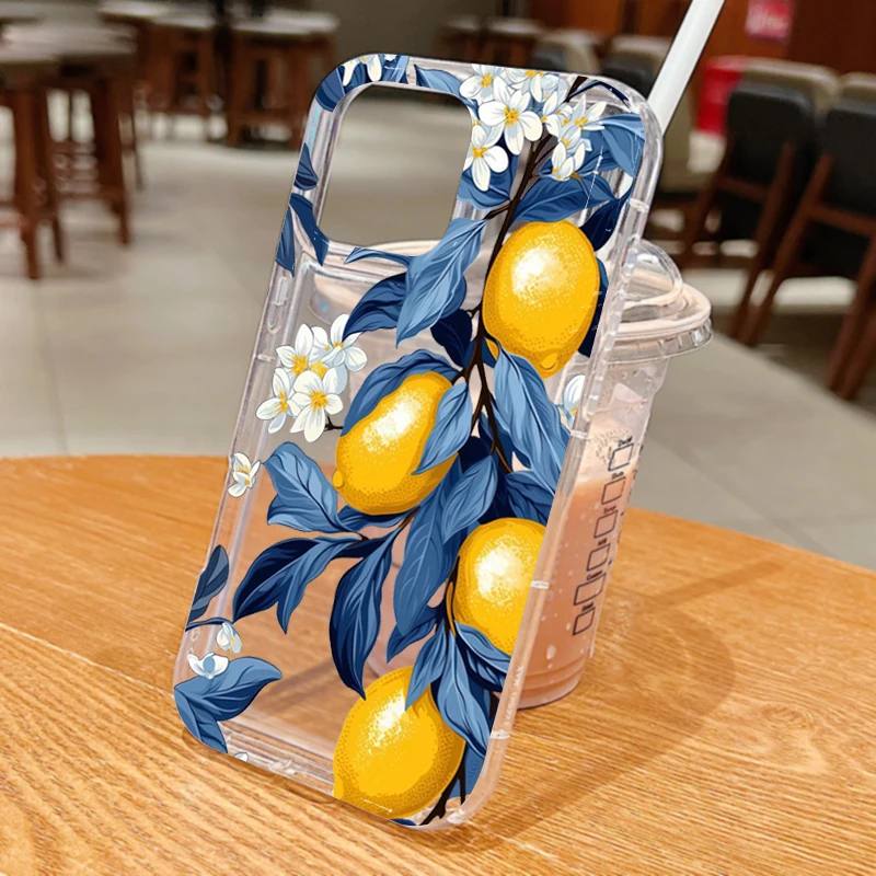Summer Fruit Lemon Flower Clear Silicone Phone Case Cover