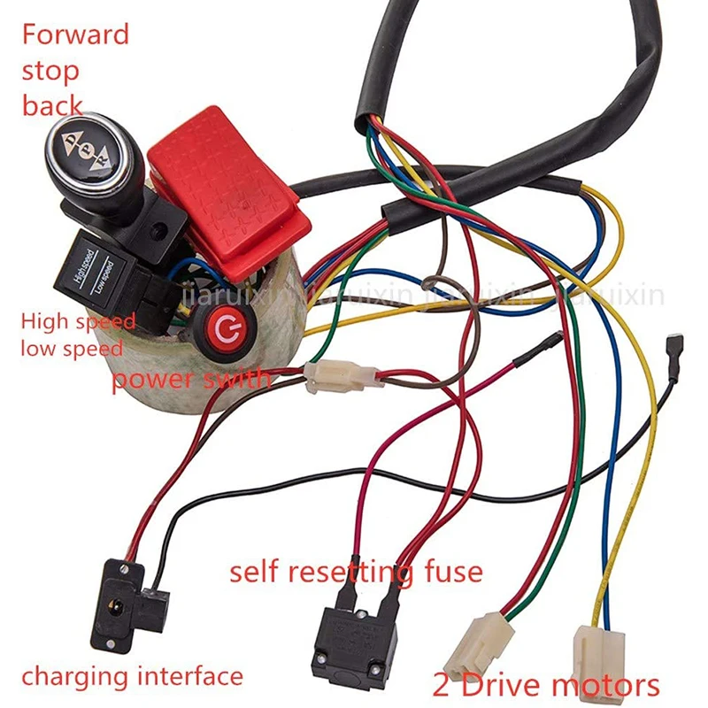 Children electric car DIY modified wires and switch kit, Self-made kids electric car with 2.4G Bluetooth smooth start controller
