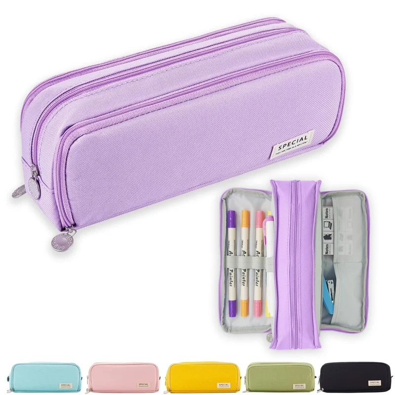 Spacious Triple-Section Pencil Case & Stationery Organizer