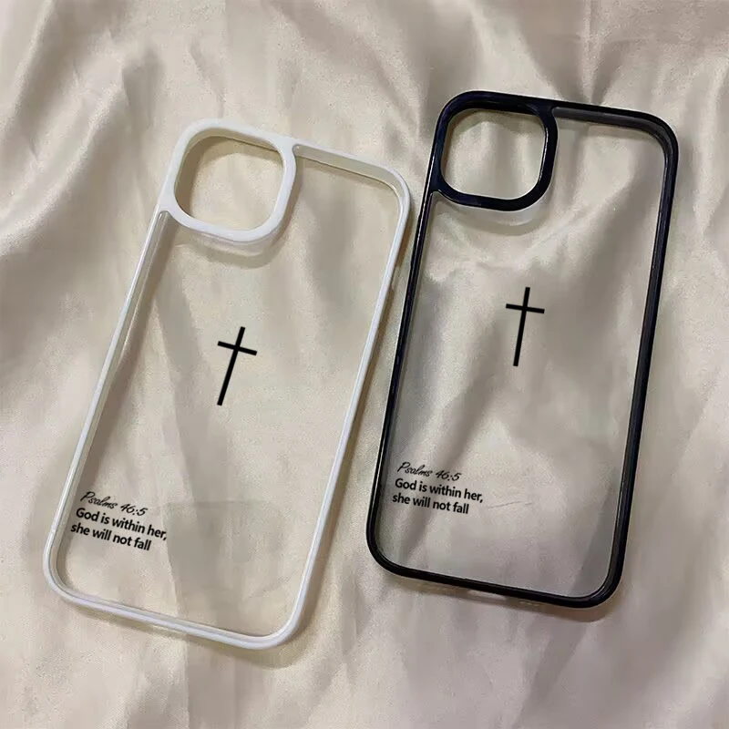 Stylish Faith-Inspired Phone Case with Cross and Bible Verse Design