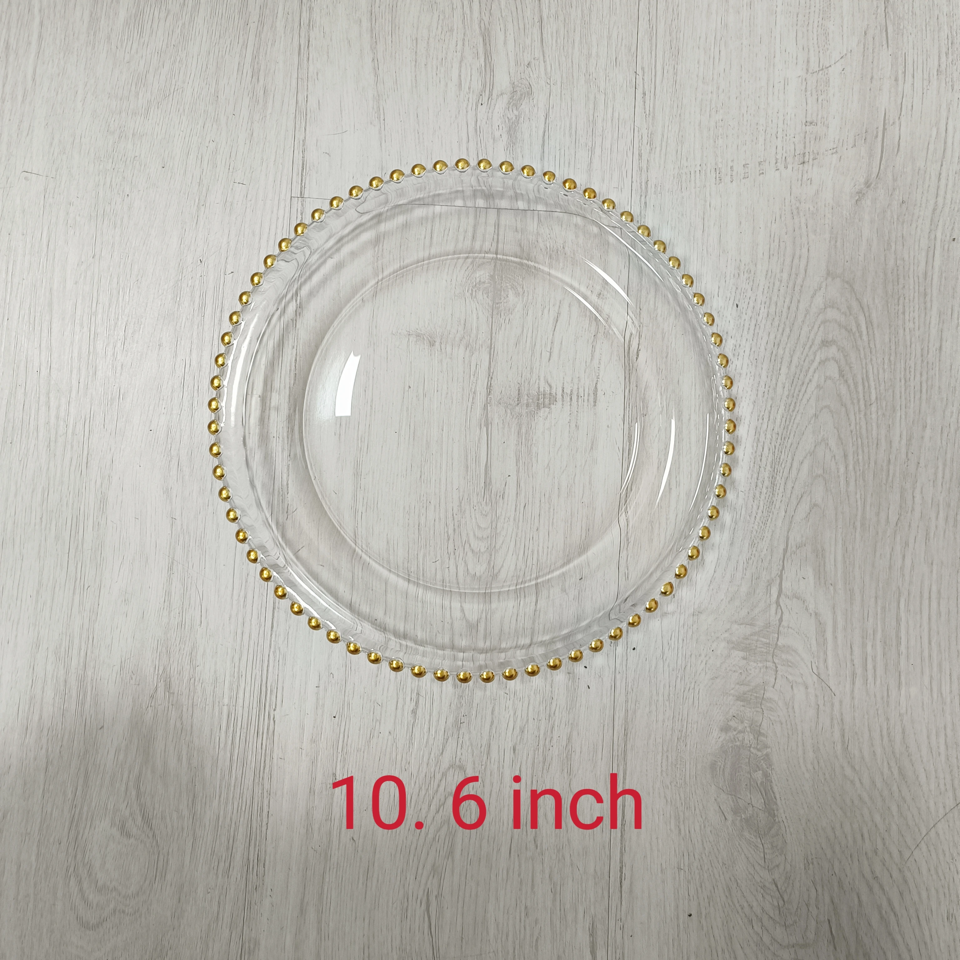 Clear Glass Plates with Gold Beads Acrylic Wedding Party Decor Christmas Service Plate
