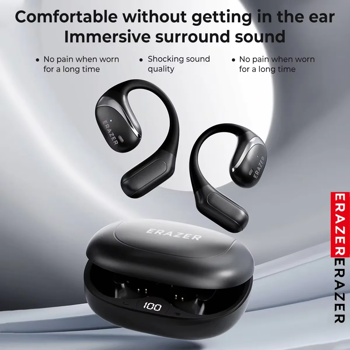 ERAZER X9 무선 블루투스 5.4 이어폰 스포츠 무선 헤드폰 마이크 터치 컨트롤 노이즈 캔슬링 방수
