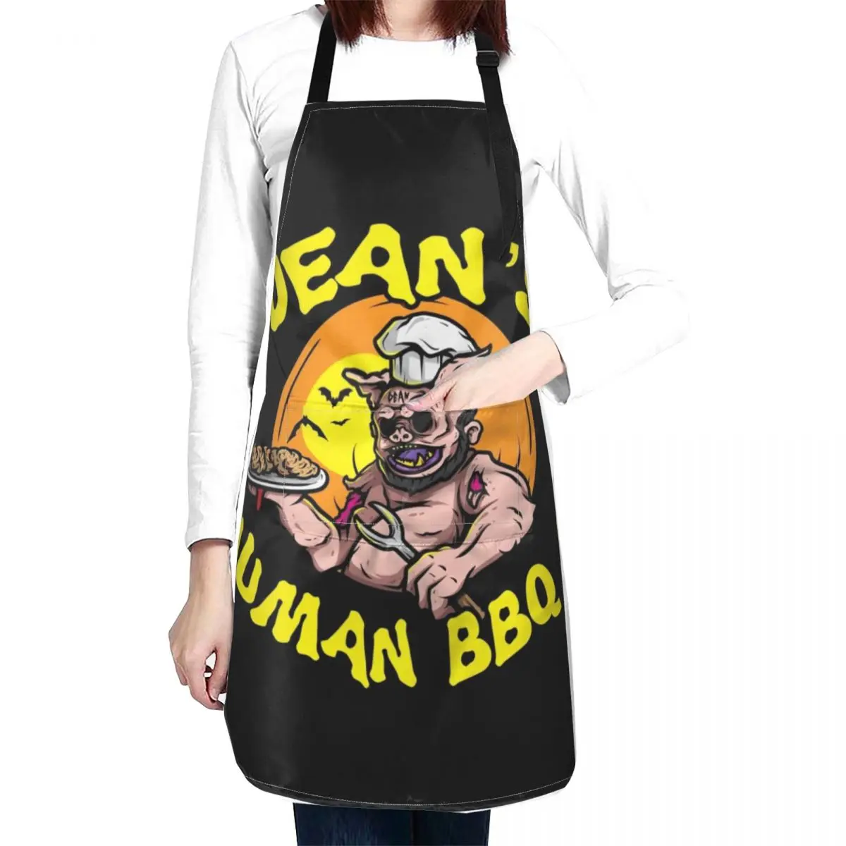 

Human BBQ 2 Apron Woman Work Apron christmas kitchen cloths Manicurist Aprons