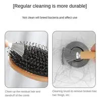 1pc Hair Brush Cleaner Mini Dirt Remover Home Travel Salon Rake with Metal Wire Portable Comb Brush Wooden Handle Cleaning Tools 2