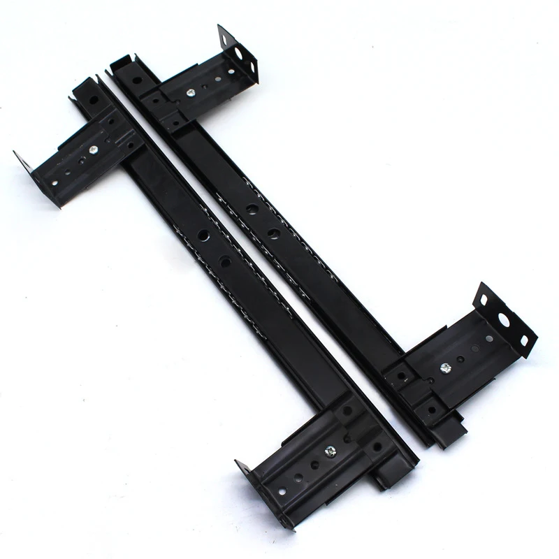 Black Stainless Steel Keyboard Track Strong Bearing Capacity Rust Proof Suitable for Desk Two Section Slide Track Mute 14"