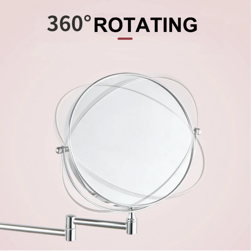 8" Wall Mounted Makeup Mirror,1X/10X Magnifying Shower Mirror 360&deg; Rotation Foldable Vanity Mirror