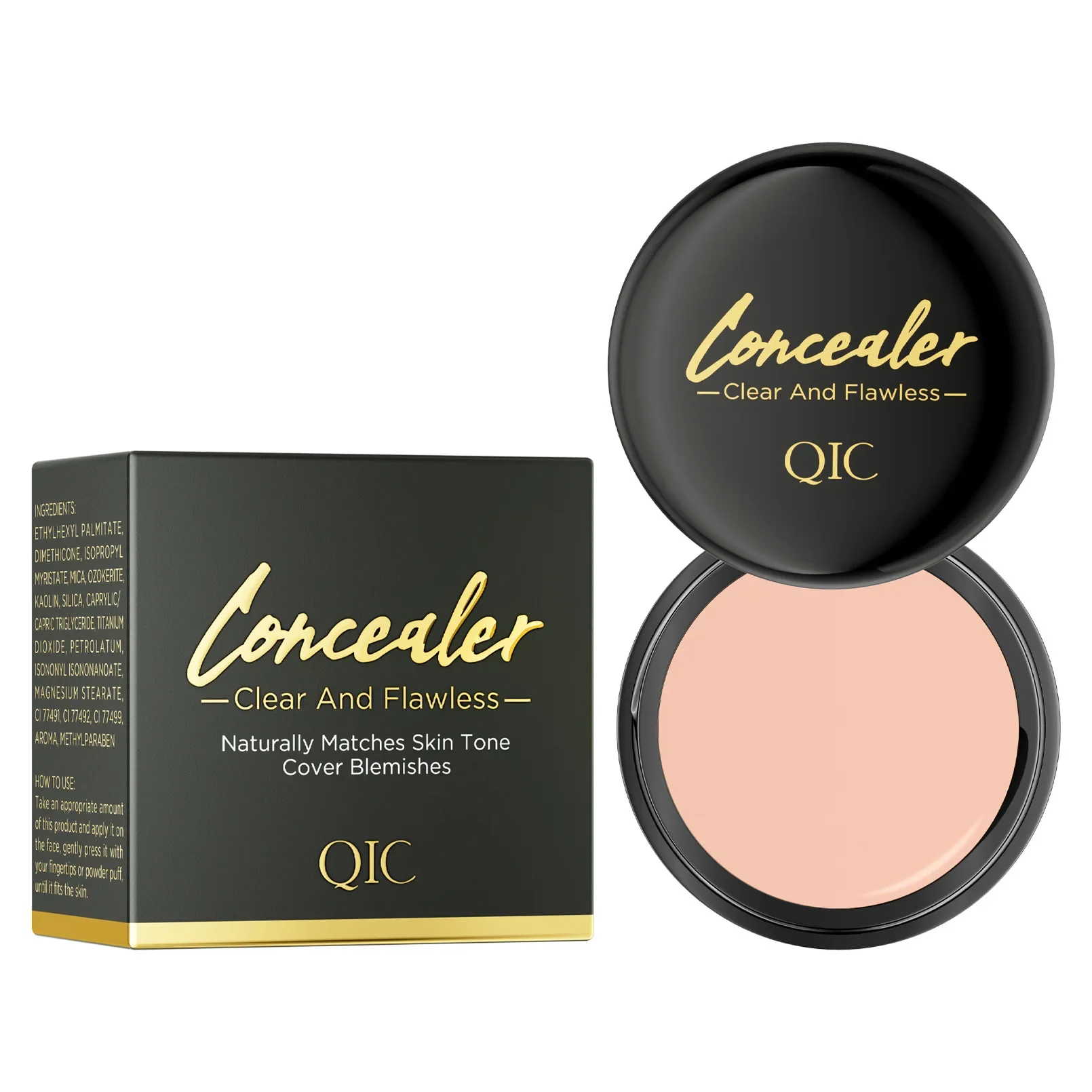 QIC Concealer Cover Freckles Dark Circles Acne Scars Quick-dry Waterproof Longlasting Acne Concealer Flawless Foundation Makeup